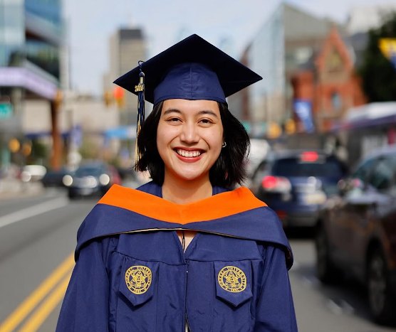 Instagram post of a graduate in cap and gown